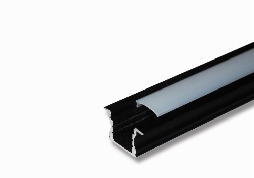 SLC-003R LED Extrusion - Recessed anodized aluminum with mounting clips, endcaps, and opal polycarbonate lens, by Diffusion. Black