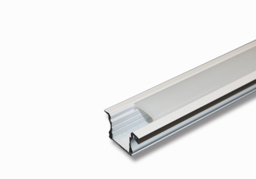 SLC-003R LED Extrusion - Recessed anodized aluminum with mounting clips, endcaps, and opal polycarbonate lens, by Diffusion. White