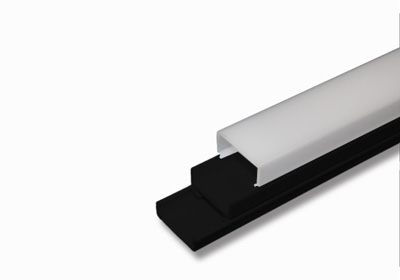 SLC-011S LED Extrusion - Anodized aluminum with endcaps and opal polycarbonate lens, by Diffusion. Black