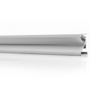 SLC-Micron-213R LED Channel - Narrow 45° angle anodized aluminum channel with mounting hardware, gray end caps, and opal polycarbonate lens for zero dotting.