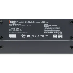 The Diffusion DLMULTI-024-100W is a Dimmable LED Driver that works with Forward / Reverse phase, ELV, Triac, or 0-10V Dimmers.